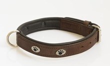 Hondenhalsband met nikkelen voetjes bruin 40 cm