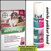vlooien pakket voor de hond van 10 kg tot 25 kg - Exil flea free omgevingsspray + 4 pipetten advantage hond 250