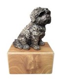 honden urnkistje met bronskleurig Shih Tzu beeldje