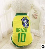 Shirt voor hondjes - "Voetbalshirt Brazilië" - Maat XL