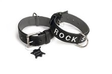 Leren halsband voor hond rockstar zwart _40x50 cm