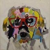 80x80 Kleurrijke hond met bril