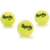 Tennisbal met pieper hondenspeeltje 3 stuks geel 6.5 cm