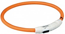 Trixie halsband voor hond flash light lichtgevend usb oplaadbaar oranje 7 mmx65 cm