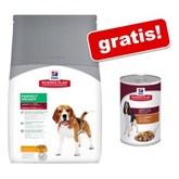 Grote zak Hill´s Science Plan droogvoer + 6 x 390 g blik Hill´s Science Plan natvoer gratis! - Adult Light Kip (12 kg)